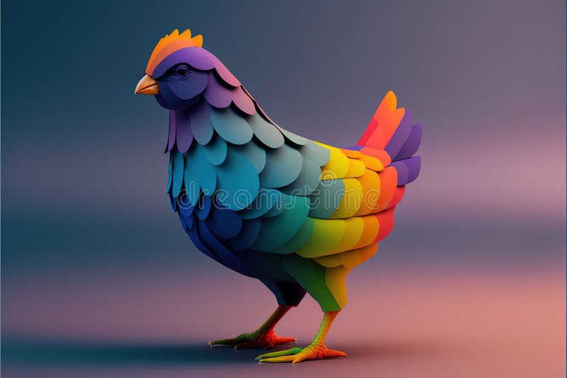 Ai-erzeugte Abbildung eines farbigen Huhn lizenzfreie abbildung