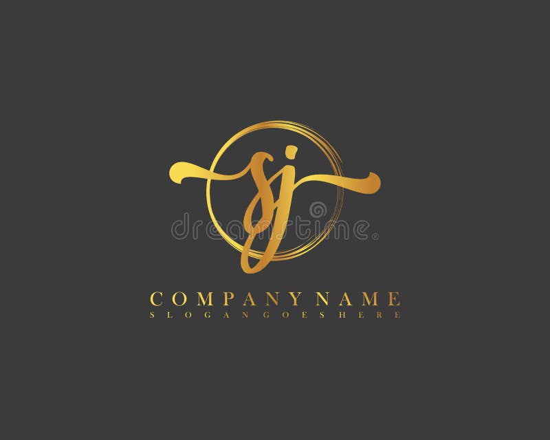 SJ Initial Handwriting Logo Circle Hand Drawn Template Vector Stock ...