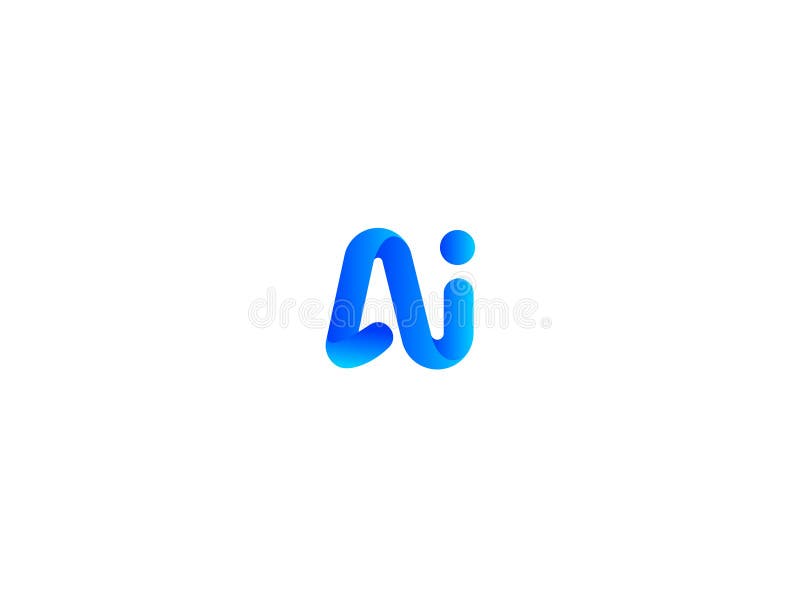 AI Fusion Line Logo Monogram Design för Tech Chatbot Virtual Assistant Neural Network SaaS Smart Digital Tool royaltyfri illustrationer
