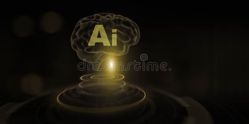 Ai Gehirn Visualisierung und maschinelles Lernen für die digitale Transformation Business and Technology Concept 3d machen stock abbildung