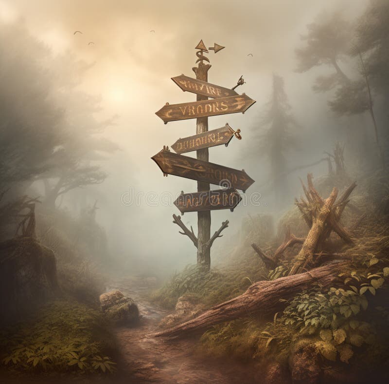 Ai generacyjne : tablice z drewna na zewnątrz w naturze ilustracji