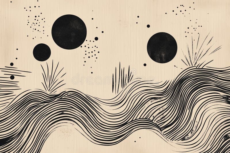 Abstract black and beige illustration with circular elements. royalty free stock photos