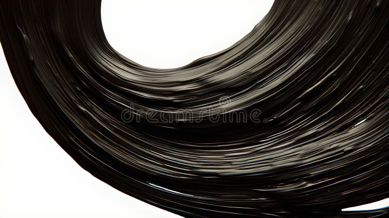 AI-generated abstract black paint stroke on white background creating a dynamic swirl pattern. vector illustration