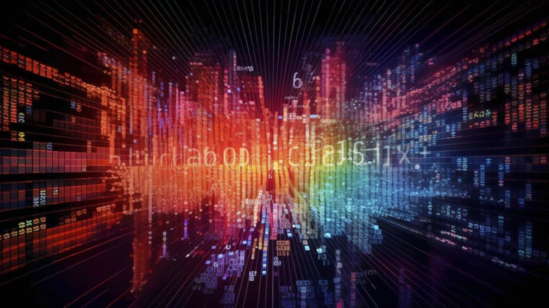 Abstract Futuristic infographic with Visual data complexity, represent Big data concept, node base programming. stock illustration.