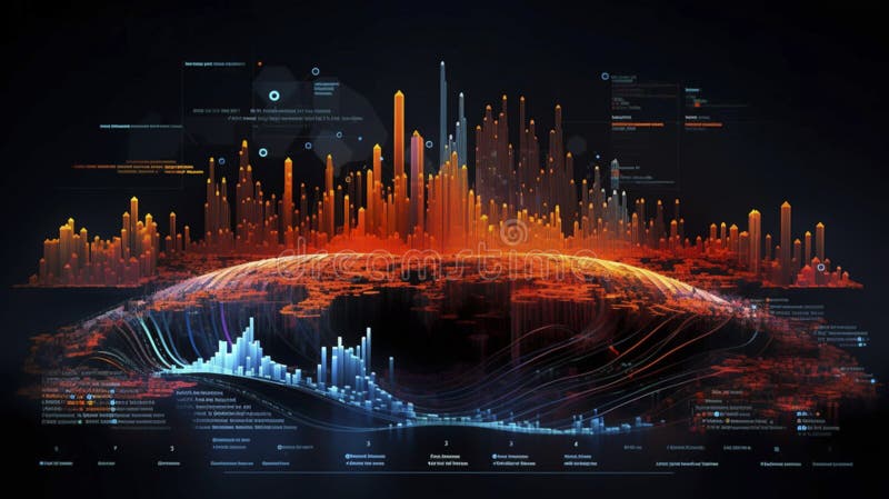 Abstract Futuristic infographic with Visual data complexity, represent Big data concept, node base programming. vector illustration.