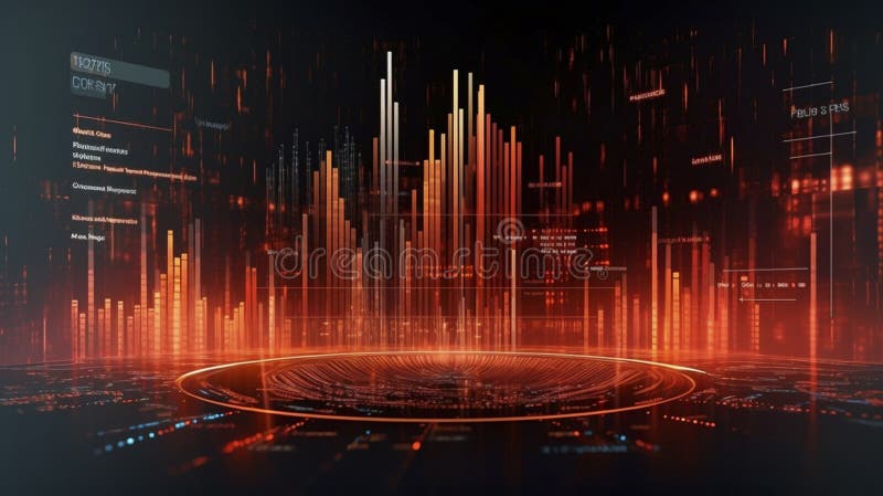 Abstract Futuristic infographic with Visual data complexity, represent Big data concept, node base programming. stock illustration.