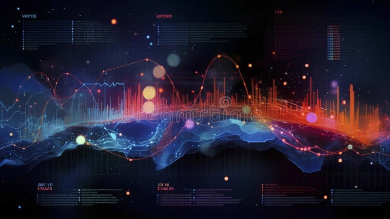Abstract Futuristic infographic with Visual data complexity, represent Big data concept, node base programming. royalty free illustration.