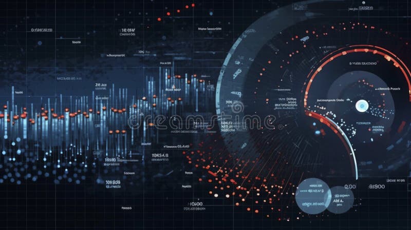 Abstract Futuristic infographic with Visual data complexity, represent Big data concept, node base programming stock illustration.