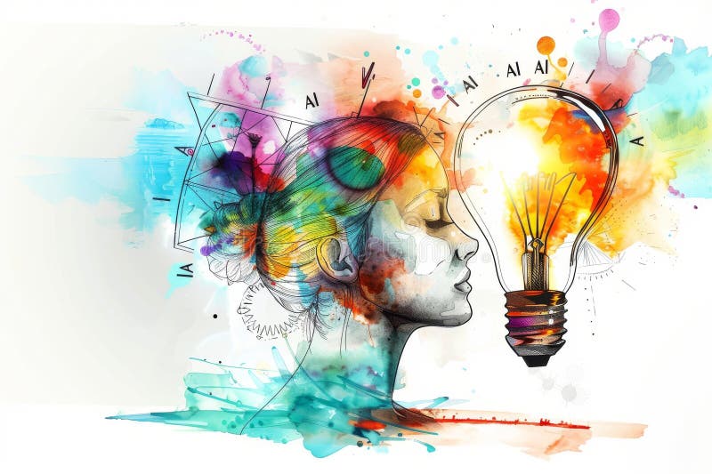 Inteligență digitală optică ultraretă în rețea neuronală cu tehnologie futuristă colorată vector illustration