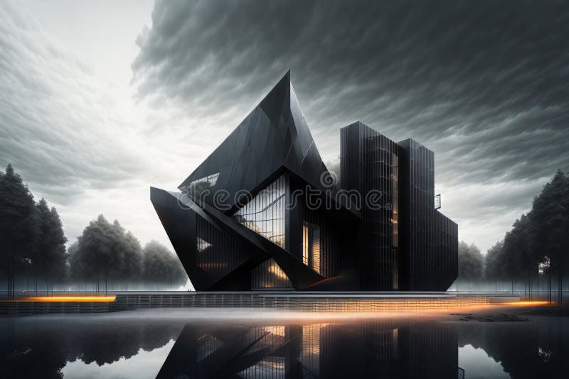 Architecutral Visualisation of a Futuristic Building with Black Facade ...