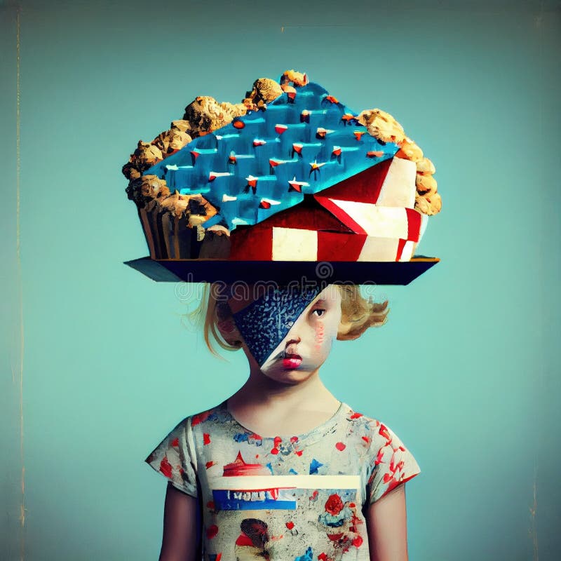 The American Dream Burdened, Made with Generative AI Stock Illustration