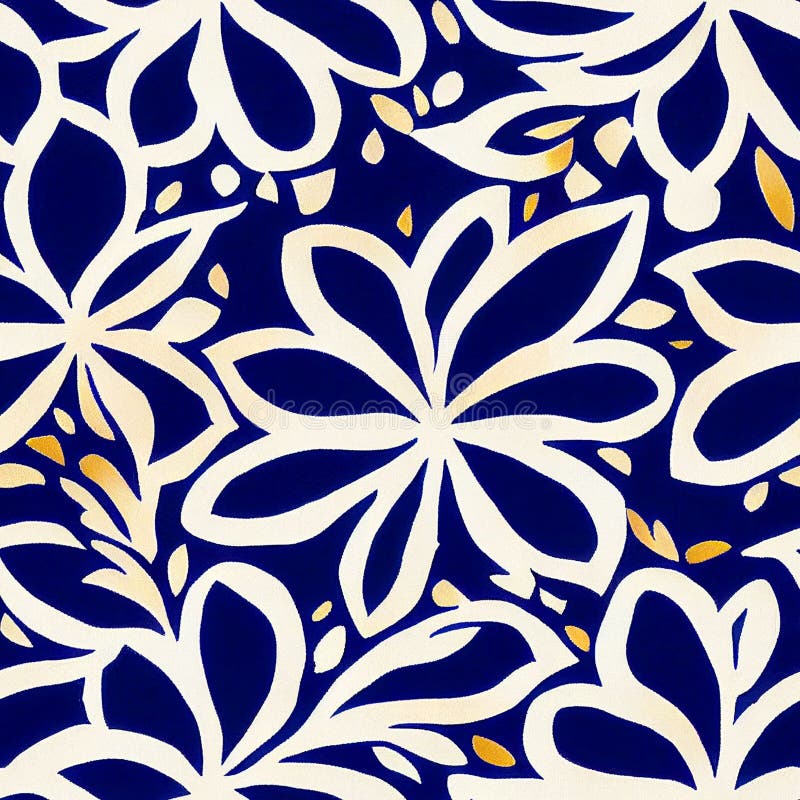 AIgenerated Blue and White Floral Pattern. Stock Image Image of