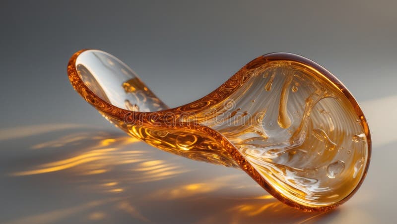 Captivating amber glass texture illuminated by warm light creating a unique abstract formation royalty free stock image