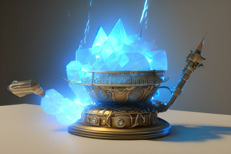 Cauldron Made from Crystals, Deep Blue Down Lighting by AI Generated