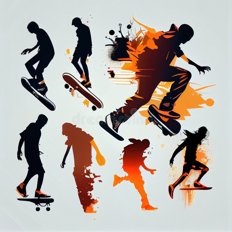 Skateboard Designs, Made with Generative AI Stock Illustration Illustration of skateboarding