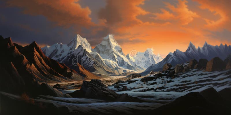 Mountains and clouds. 3d render illustration. stock illustration