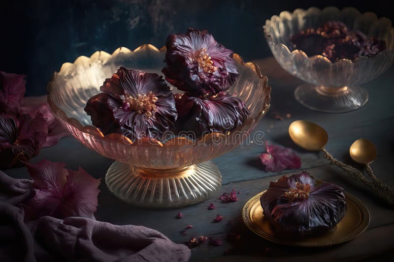 AI Generated Dried Hibiscus Flowers in a Glass Jar Stock Illustration