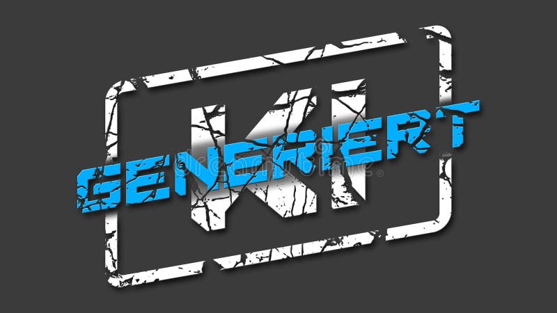 (in german KI GENERIERT) lettering - artificial intelligence concept - split typography design vector illustration.