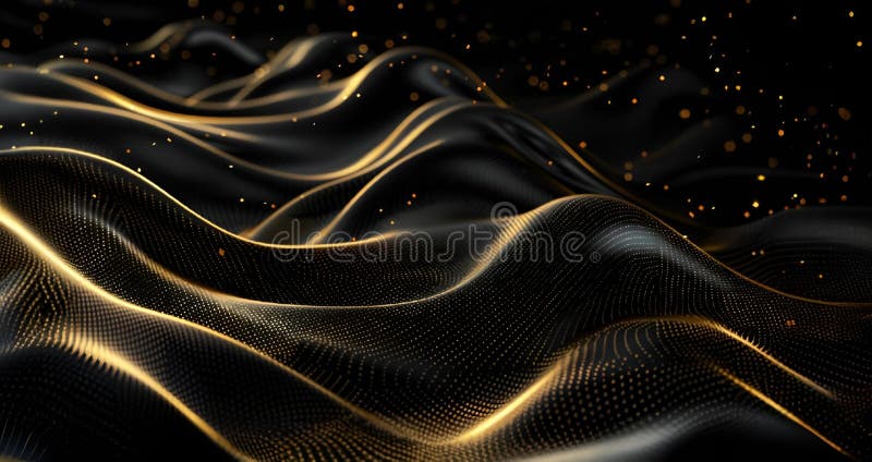 Illustration of abstract black and gold wave pattern backdrop royalty free illustration.