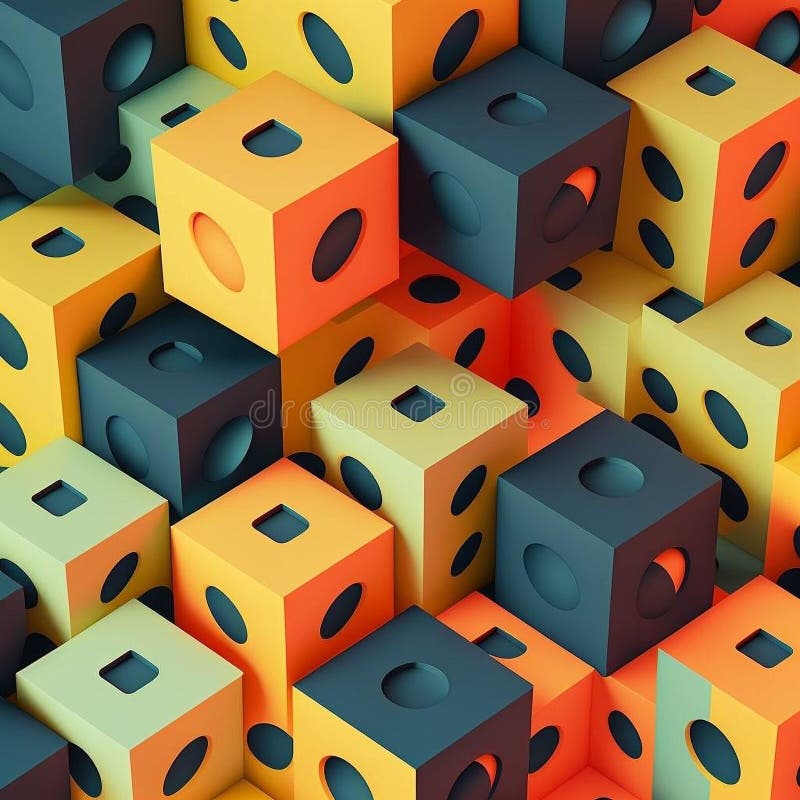 Illustration of an abstract colorful background with stacked vibrant cubes royalty free illustration.