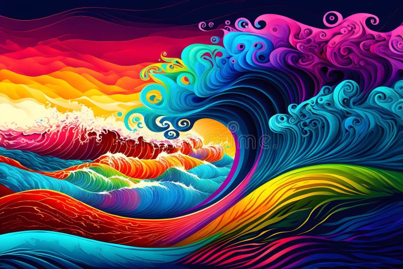 Ai generat ilustrarea valurilor colorate abstracte de cerneluri răcoroase pentru fond vector illustration