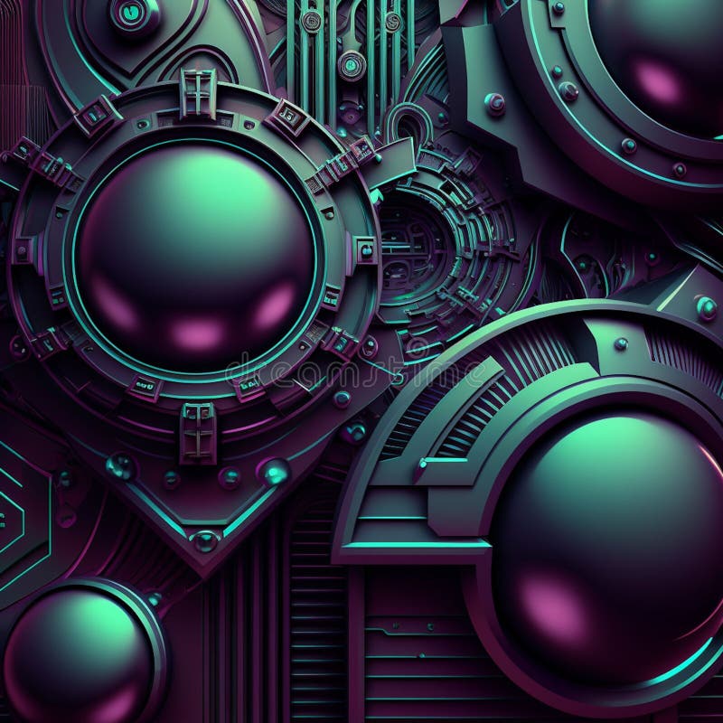 AI Generated Illustration of an Abstract Electronic Artwork Mounted Onto a Metallic Surface