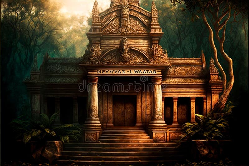 AI-generated Illustration of an Ancient Wooden Temple in a Forest ...