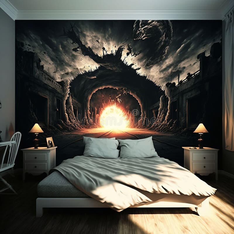 AI Generated Illustration of the Hell in the Bedroom Stock Illustration