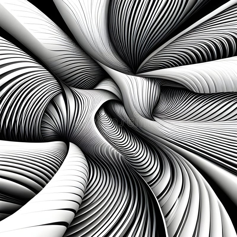 An abstract black and white photo of the form of a spiral stock illustration