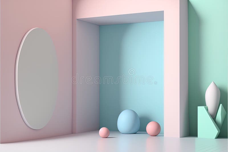 AI-generated illustration of the interior of a well-designed room in a house stock illustration