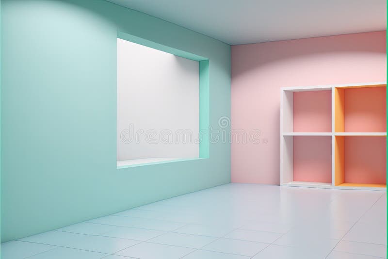 AI-generated illustration of the interior of a well-designed room in a house stock illustration