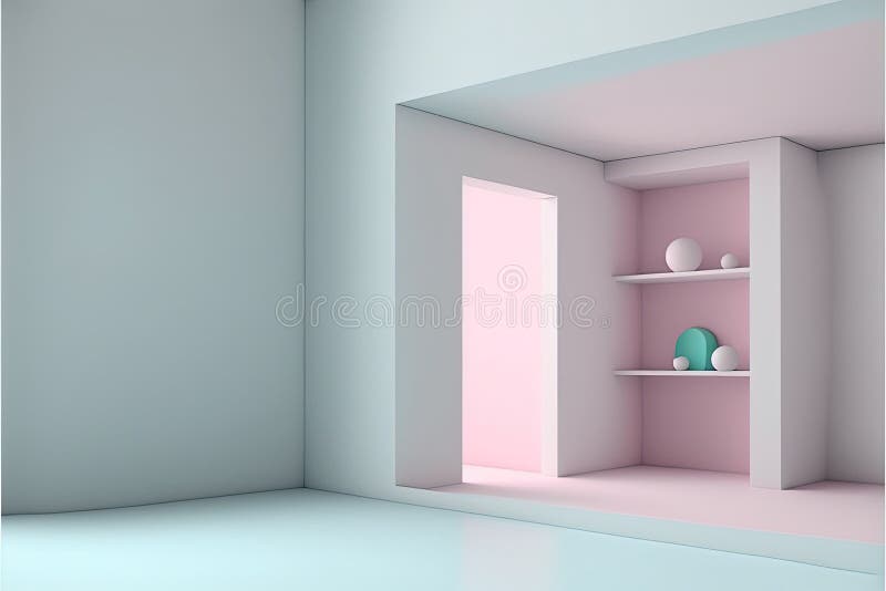 AI-generated illustration of the interior of a well-designed room in a house stock illustration