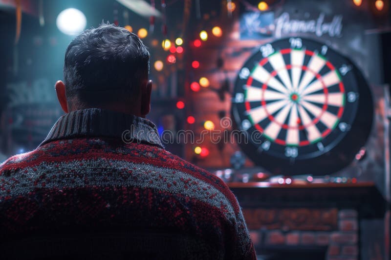 A man playing darts. stock images