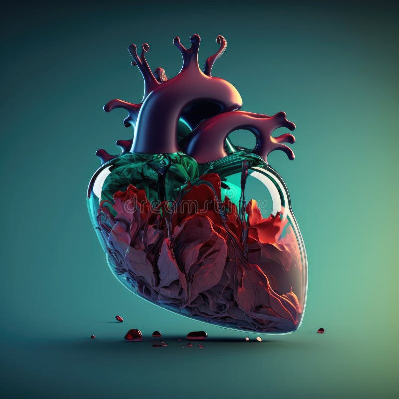 Ai Generated Model Human Heart Created Using Plastic and Glass Stock