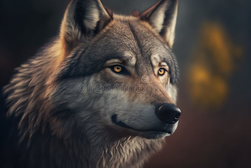 AI Generated Illustration of the Portrait of the Wolf. Stock