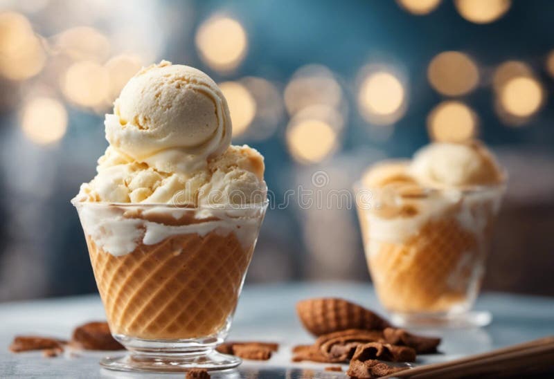 AI Generated Illustration of a Selection of Delicious Ice Cream Cones