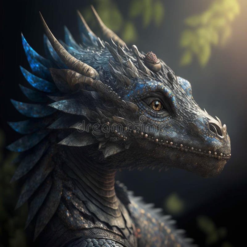 AI-generated illustration of a side view of dracorex's head in the sunlit blurred background royalty free illustration