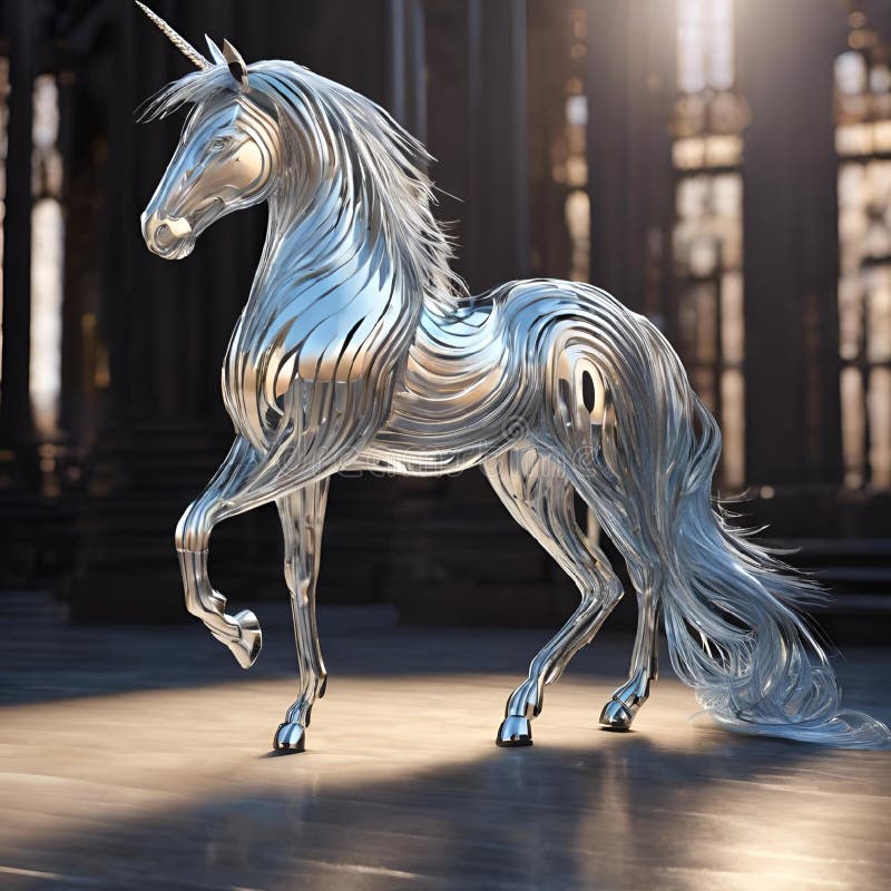 AI Generated Illustration of a Silver Unicorn Stock Illustration ...