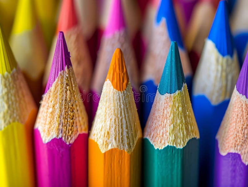 Ilustrarea generată a unei rețele vibrante de creioane colorate royalty free stock image