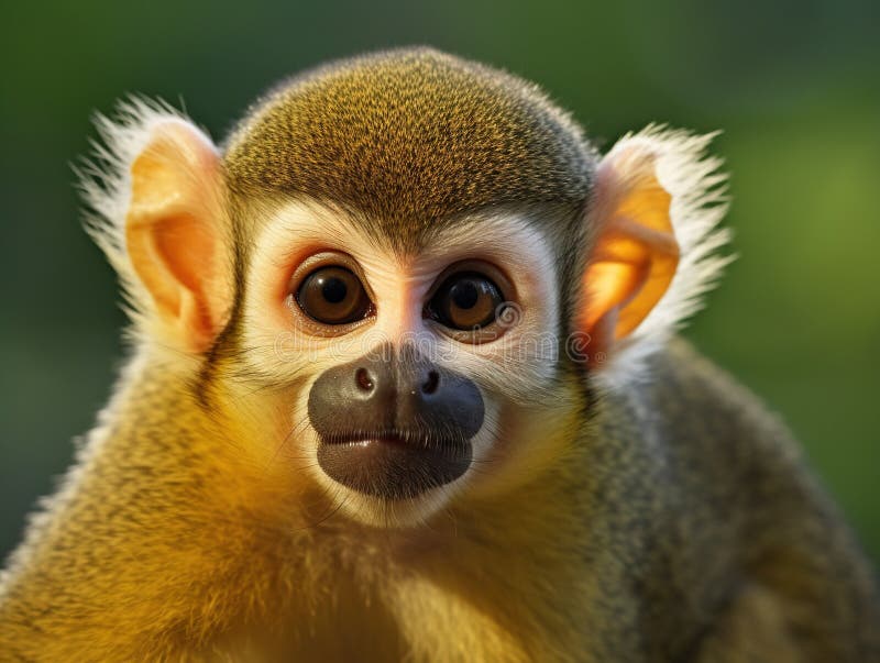 Illustration Wildlife Concept of Close-up of a Common Squirrel Monkey vector illustration.