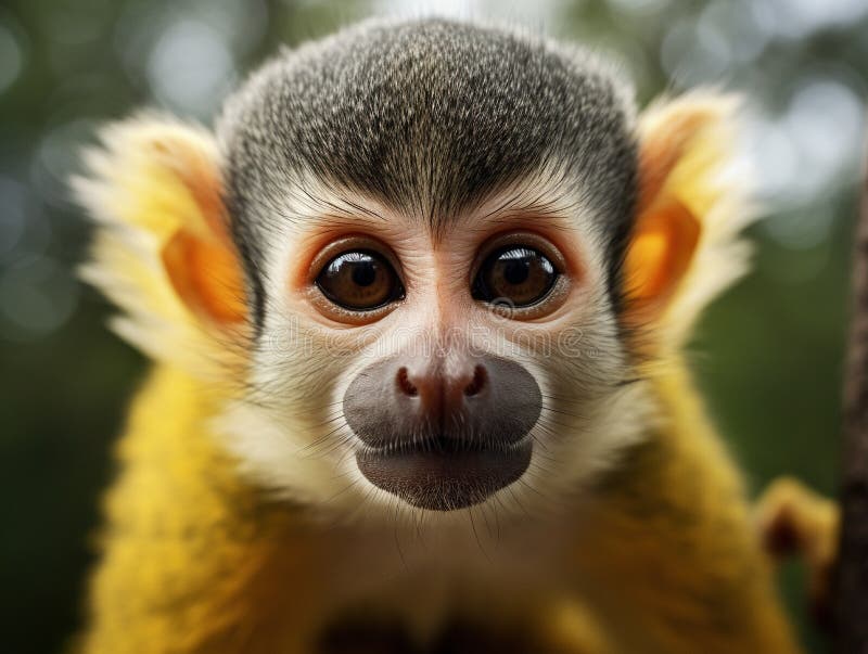 Illustration Wildlife Concept of Close-up of a Common Squirrel Monkey vector illustration.