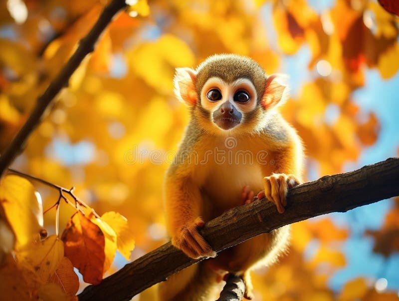 Illustration Wildlife Concept of Squirrel monkey vector illustration.