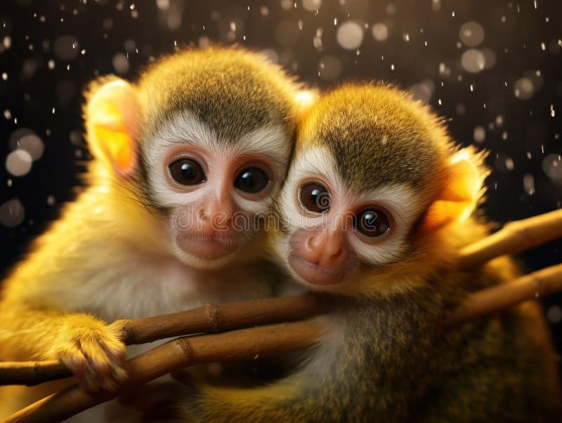 Illustration Wildlife Concept of Squirrel monkey stock illustration.