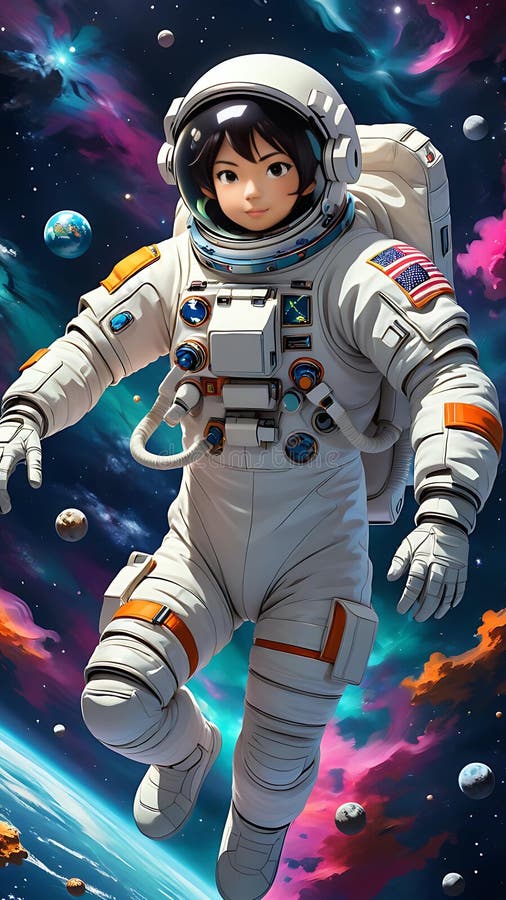 Astronaut floating in deep space 10 vector illustration