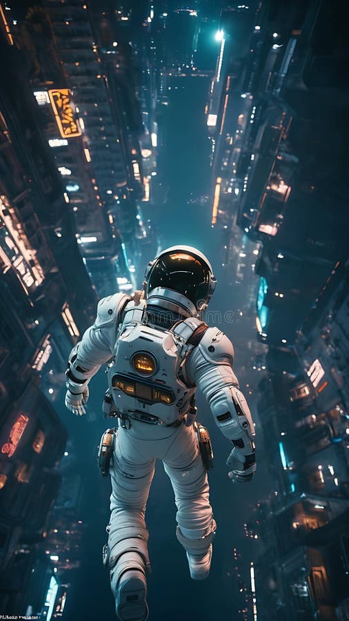 Astronaut floating in deep space 17 vector illustration