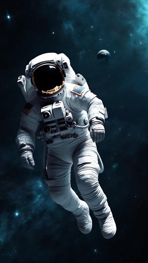 Astronaut floating in deep space 24 stock illustration