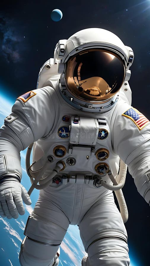 Astronaut floating in deep space 26 stock illustration