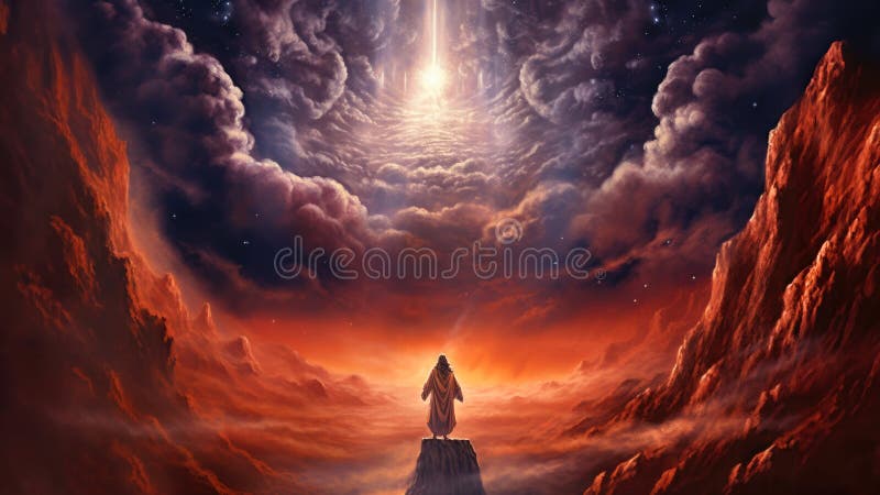 \'In the beginning God created the heavens and the earth\' Genesis 1:1. Colorful space scene royalty free illustration