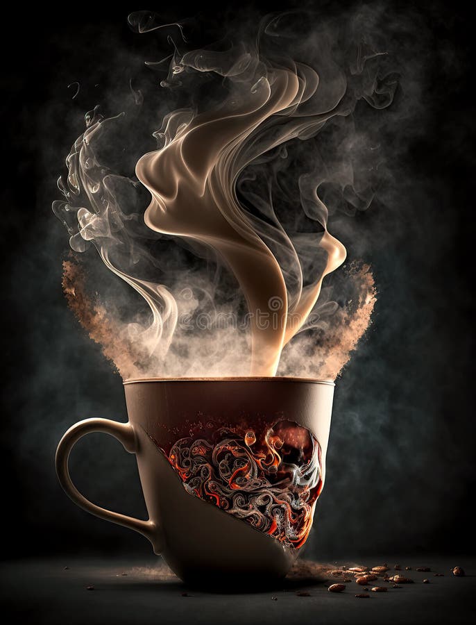 Burning Cup of Coffee, AI Generated Stock Illustration Illustration