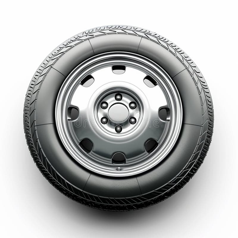 Car wheel balanced on a white background stock illustration